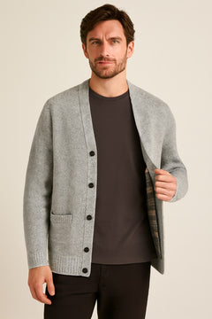 Men's Button Up Cardigan, Textured Cotton-Feel Knit