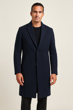 Men's Long Overcoat, Two-Button Tailored Smart Coat