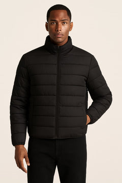 Men's Puffer Jacket, Quilted Zip-Up Winter Coat