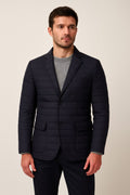 Men's Quilted Blazer in blue, padded smart casual jacket, front view on a model